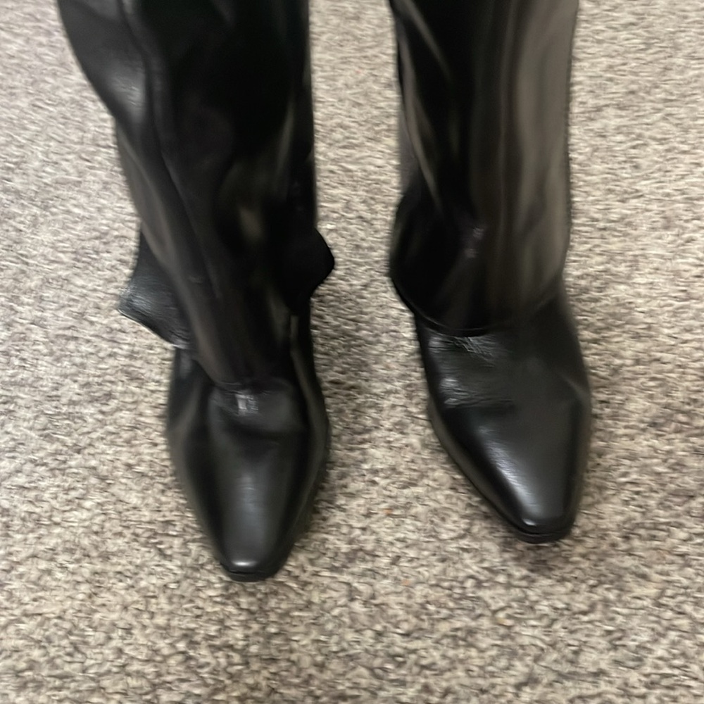 Vince Camuto Black Leather Wedge Boots - Picture 5 of 9